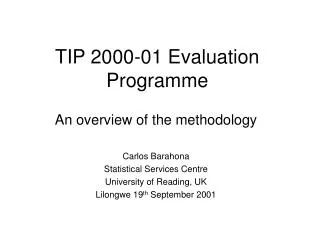 TIP 2000-01 Evaluation Programme