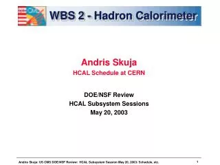 WBS 2 - Hadron Calorimeter
