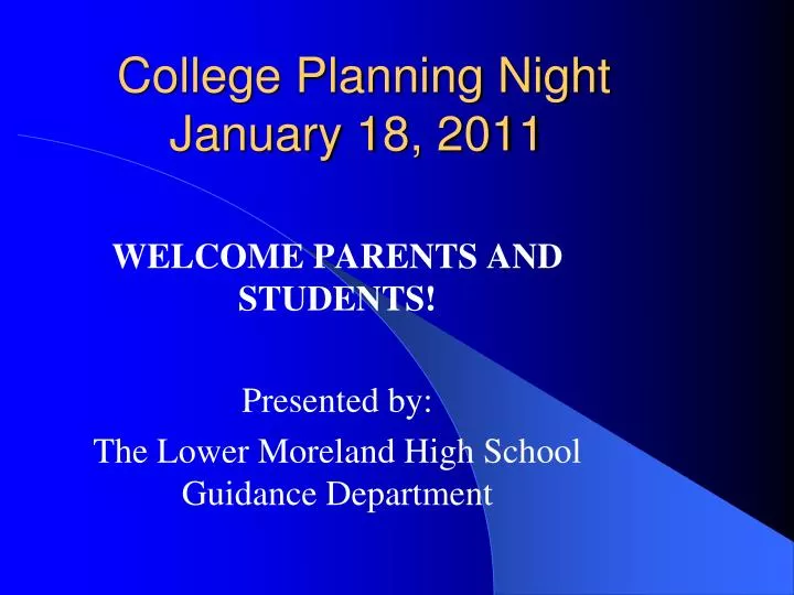 college planning night january 18 2011