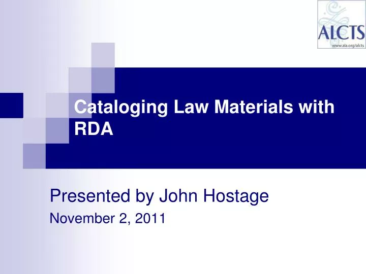 cataloging law materials with rda