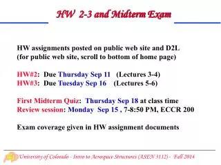 HW 2-3 and Midterm Exam