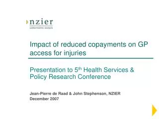 Impact of reduced copayments on GP access for injuries