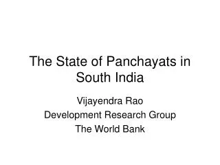 The State of Panchayats in South India