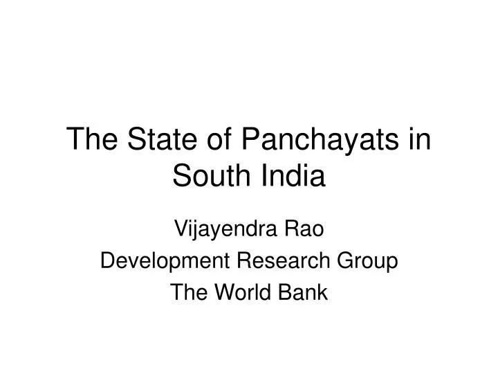 the state of panchayats in south india