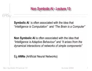 Non Symbolic AI - Lecture 13