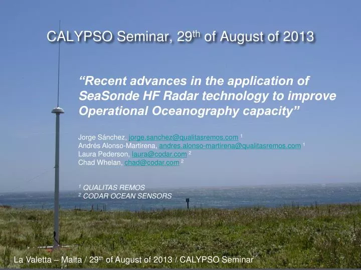 calypso seminar 29 th of august of 2013