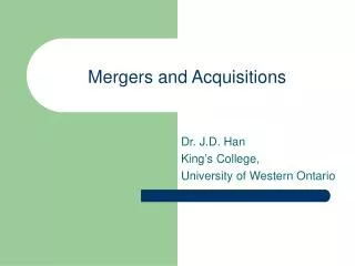 Mergers and Acquisitions