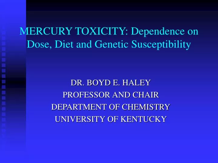 mercury toxicity dependence on dose diet and genetic susceptibility