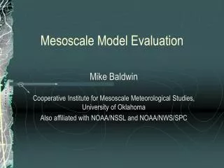 Mesoscale Model Evaluation