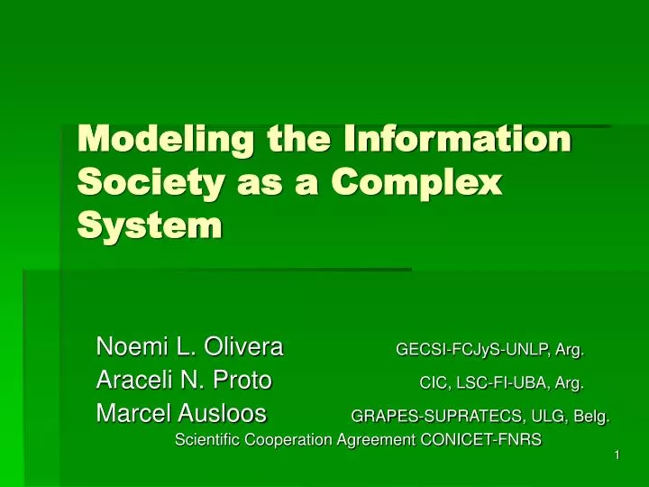 modeling the information society as a complex system