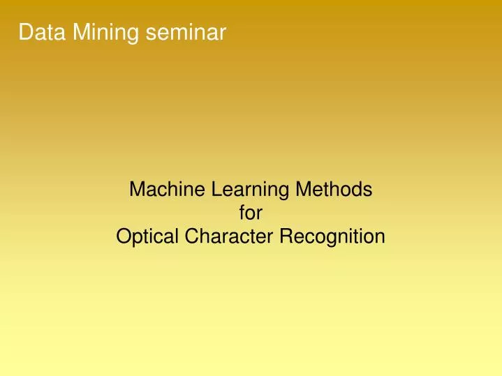 machine learning methods for optical character recognition