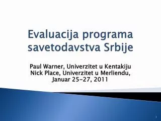 evaluacija programa savetodavstva srbije