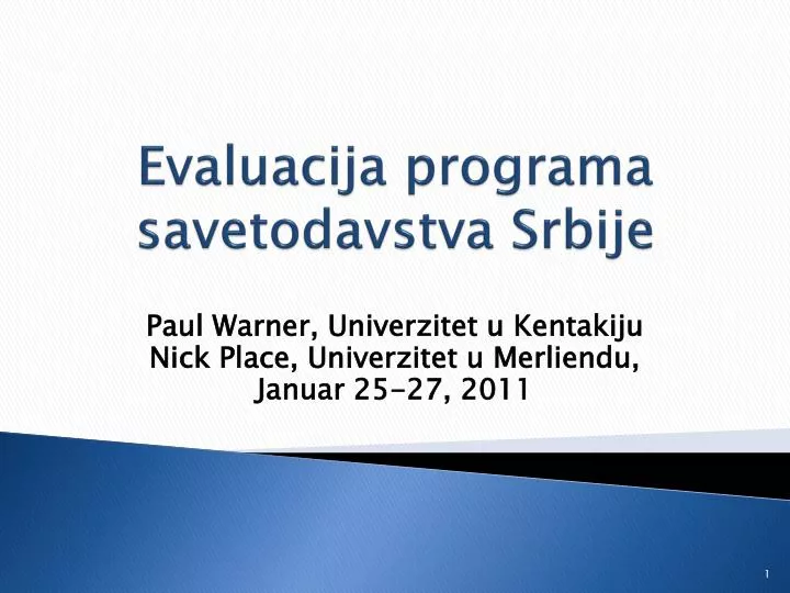 evaluacija programa savetodavstva srbije