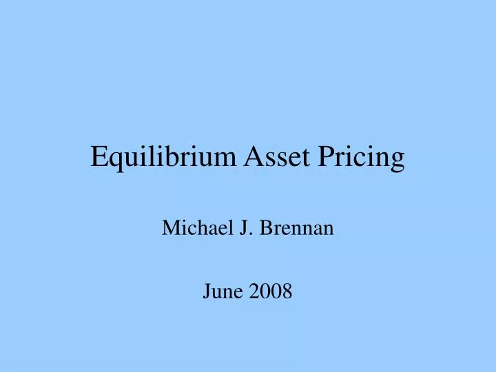 equilibrium asset pricing