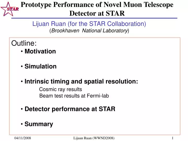 prototype performance of novel muon telescope detector at star