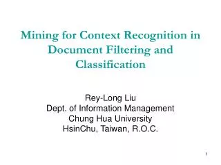 Mining for Context Recognition in Document Filtering and Classification