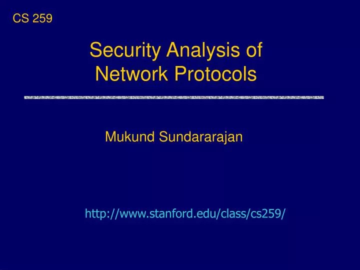 security analysis of network protocols