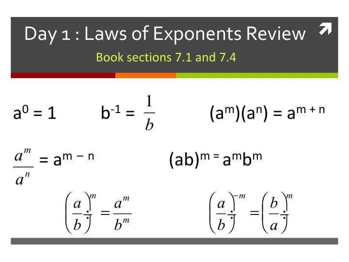 day 1 laws of exponents review