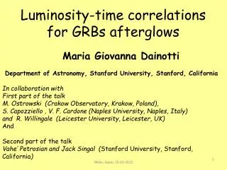 Luminosity-time correlations for GRBs afterglows