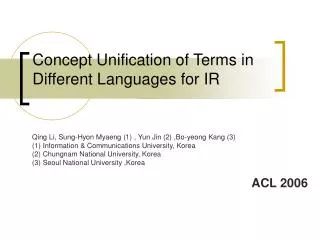 Concept Unification of Terms in Different Languages for IR