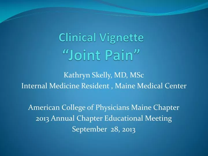 clinical vignette joint pain