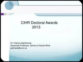 CIHR Doctoral Awards 2013
