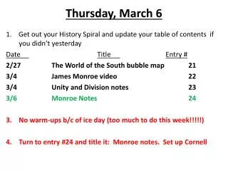 Thursday , March 6