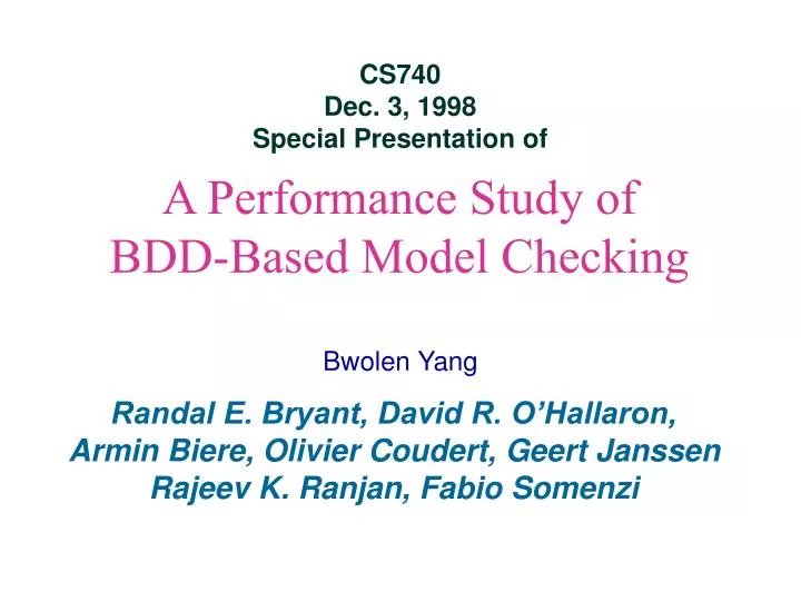 a performance study of bdd based model checking