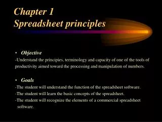 Chapter 1 Spreadsheet principles