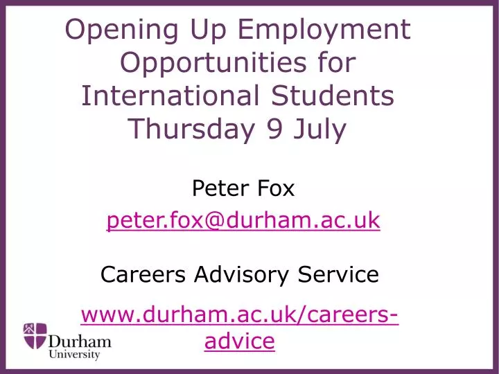 opening up employment opportunities for international students thursday 9 july