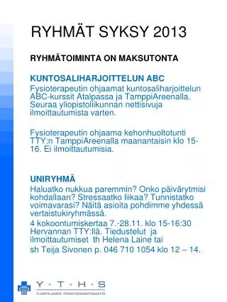 ryhm t syksy 2013
