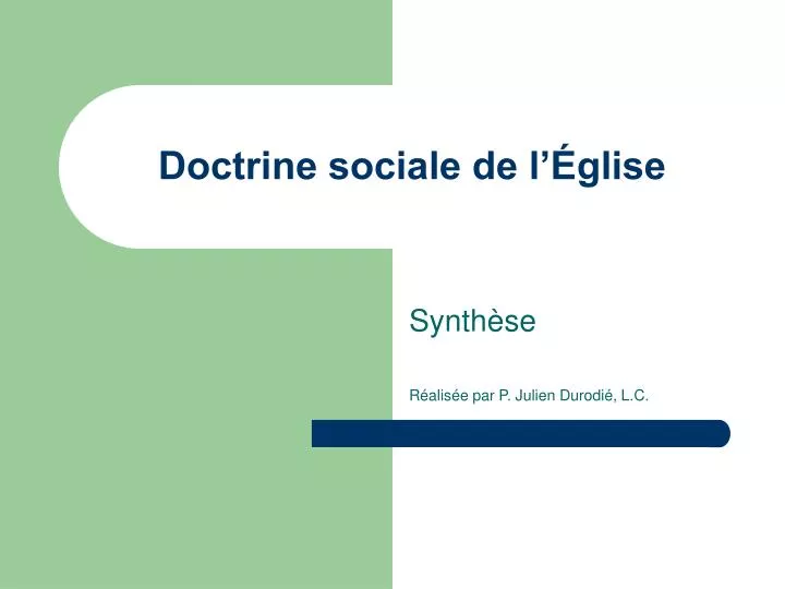 doctrine sociale de l glise