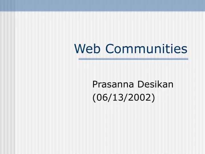 web communities