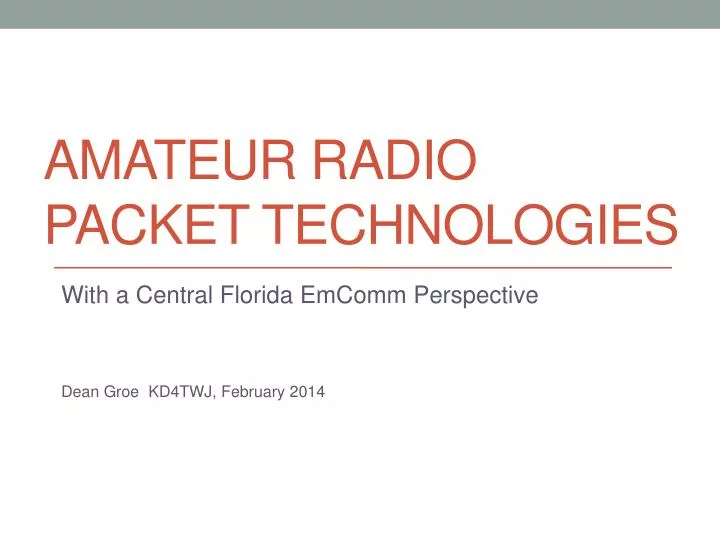 amateur radio packet technologies