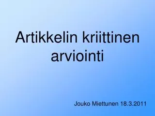 artikkelin kriittinen arviointi