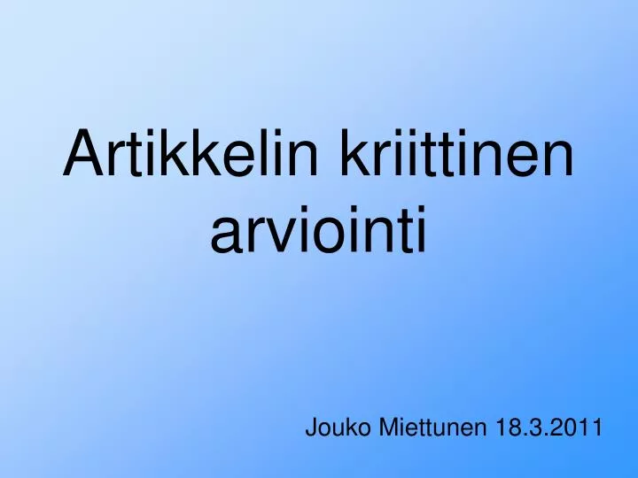 artikkelin kriittinen arviointi