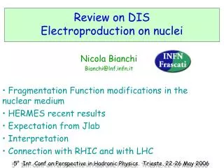 Review on DIS Electroproduction on nuclei