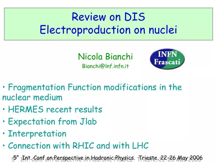 review on dis electroproduction on nuclei