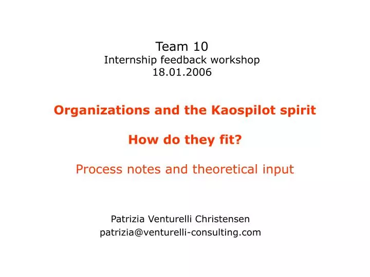 organizations and the kaospilot spirit how do they fit process notes and theoretical input