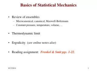 Basics of Statistical Mechanics