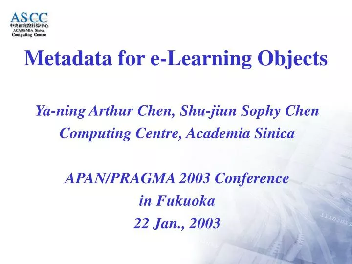 metadata for e learning objects