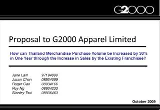 Proposal to G2000 Apparel Limited