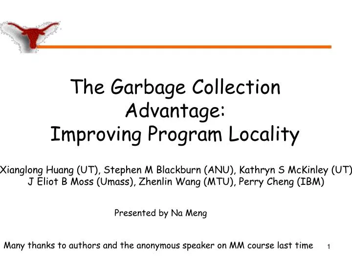 the garbage collection advantage improving program locality