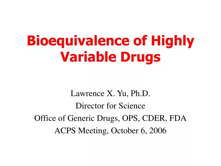 bioequivalence of highly variable drugs