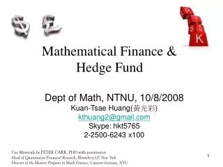 Mathematical Finance &amp; Hedge Fund