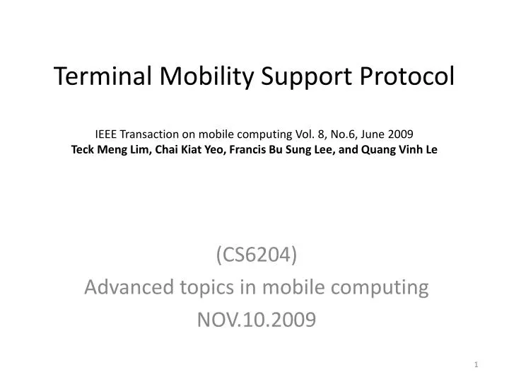 cs6204 advanced topics in mobile computing nov 10 2009