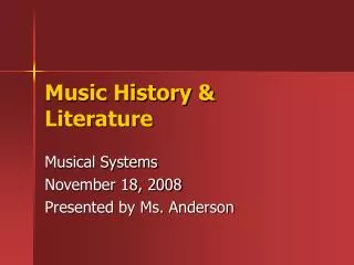 Music History &amp; Literature