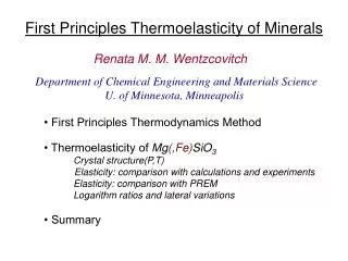 First Principles Thermoelasticity of Minerals