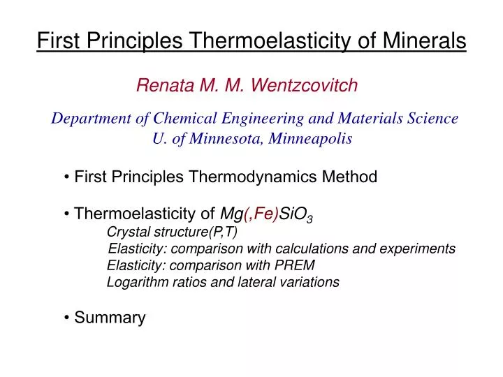 first principles thermoelasticity of minerals