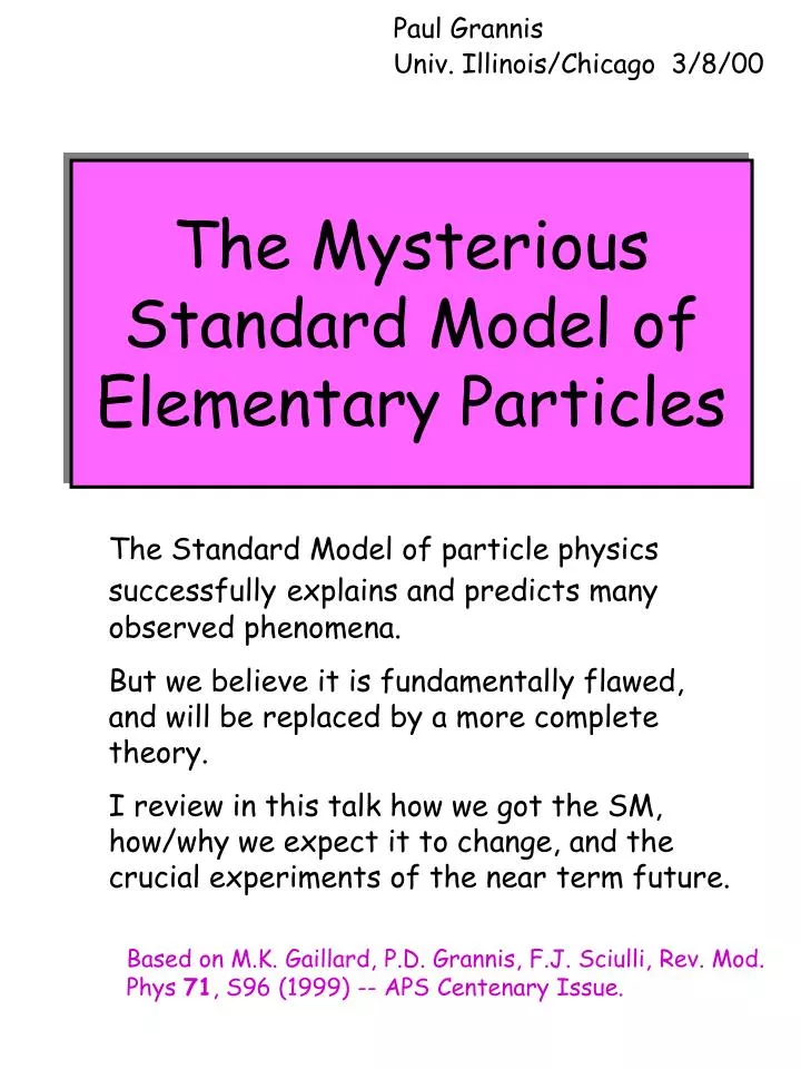 the mysterious standard model of elementary particles
